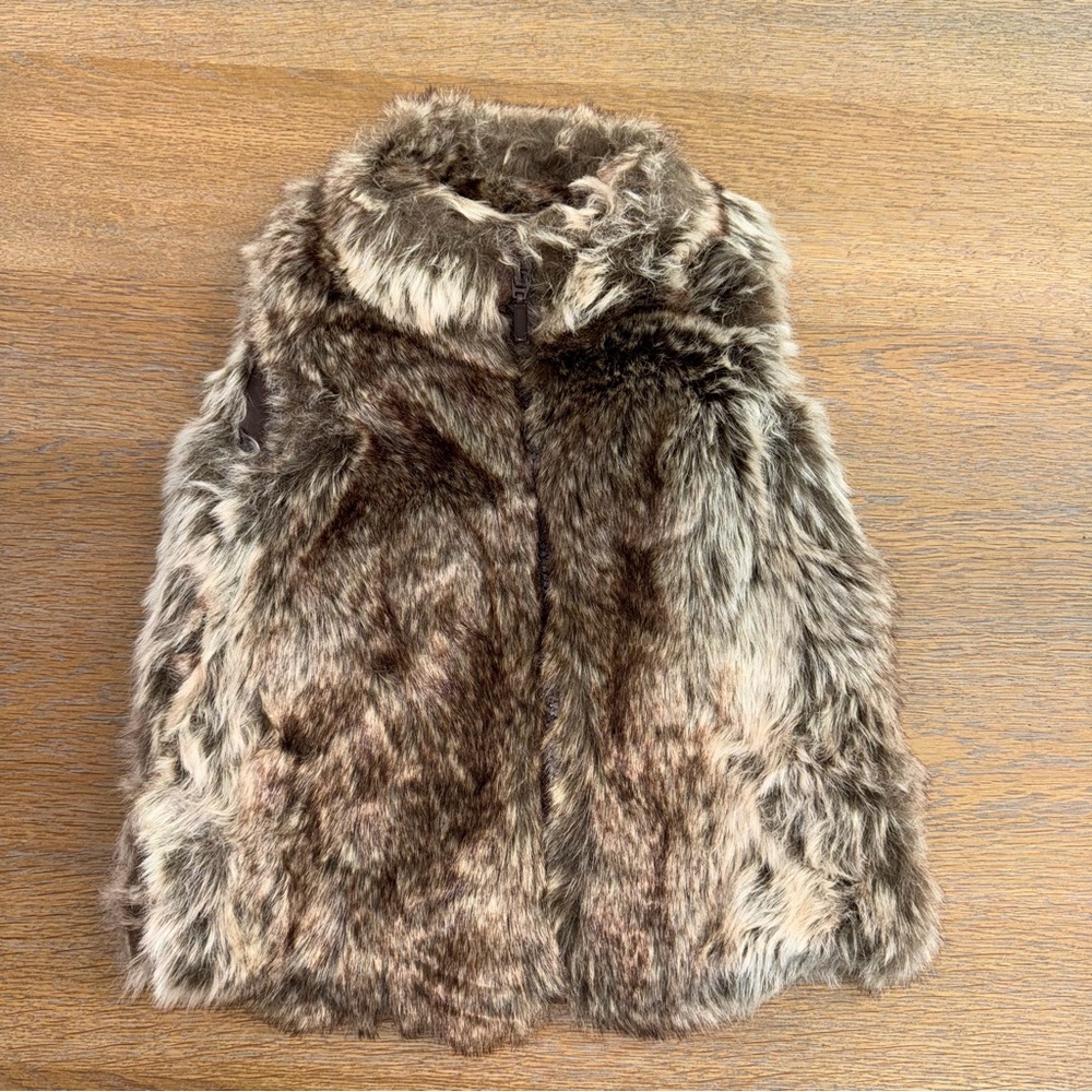 Starting Out Faux Fur Vest - Brown and Cream.
